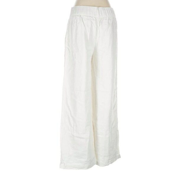 Abercrombie & Fitch White Linen Pants - Pull-On Pleated Front - Picture 2 of 5